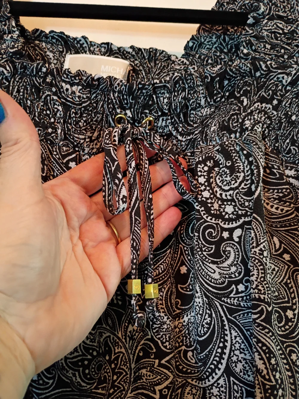 Michael Kors Black Paisley Cold-Shoulder Blouse